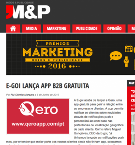  E-Goi launches a B2B free APP : M&P (2016/06)